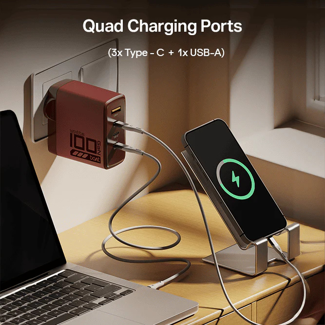 100W GaN Charger | 100W Fast Charger with GaN Chip Technology, 12-Layer Smart IC Protection, Quad-Port Charging - Image 11