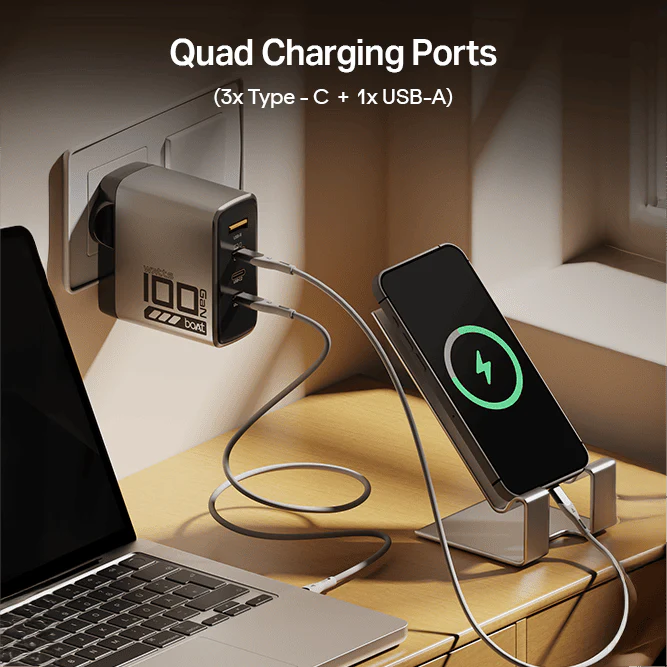 100W GaN Charger | 100W Fast Charger with GaN Chip Technology, 12-Layer Smart IC Protection, Quad-Port Charging - Image 4