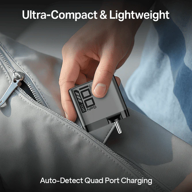 100W GaN Charger | 100W Fast Charger with GaN Chip Technology, 12-Layer Smart IC Protection, Quad-Port Charging - Image 7