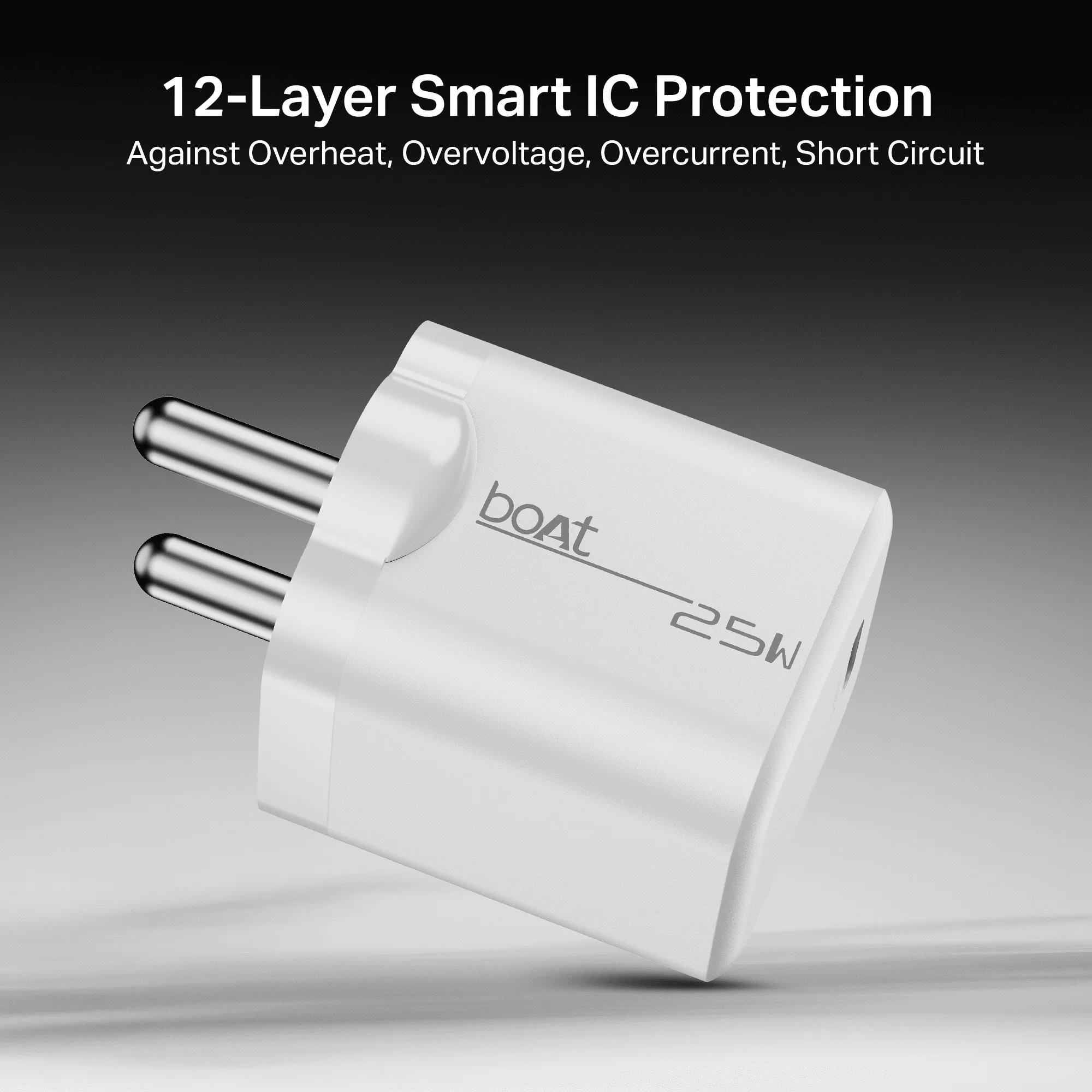 boAt 25W PD Charger | Fast Charging Adapter with PD & PPS, 12-Layer Protection & Compact Design - Image 6