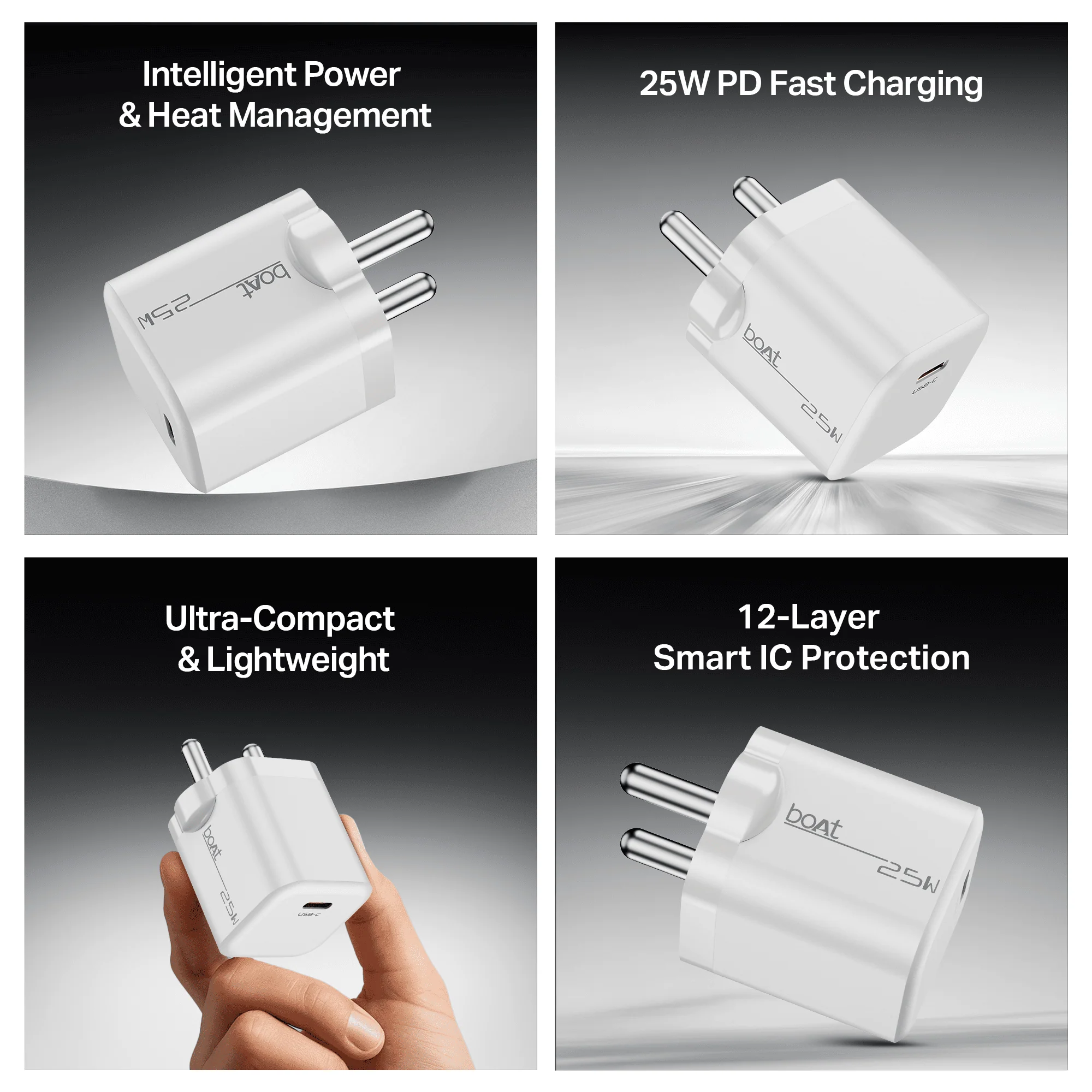 boAt 25W PD Charger | Fast Charging Adapter with PD & PPS, 12-Layer Protection & Compact Design - Image 7