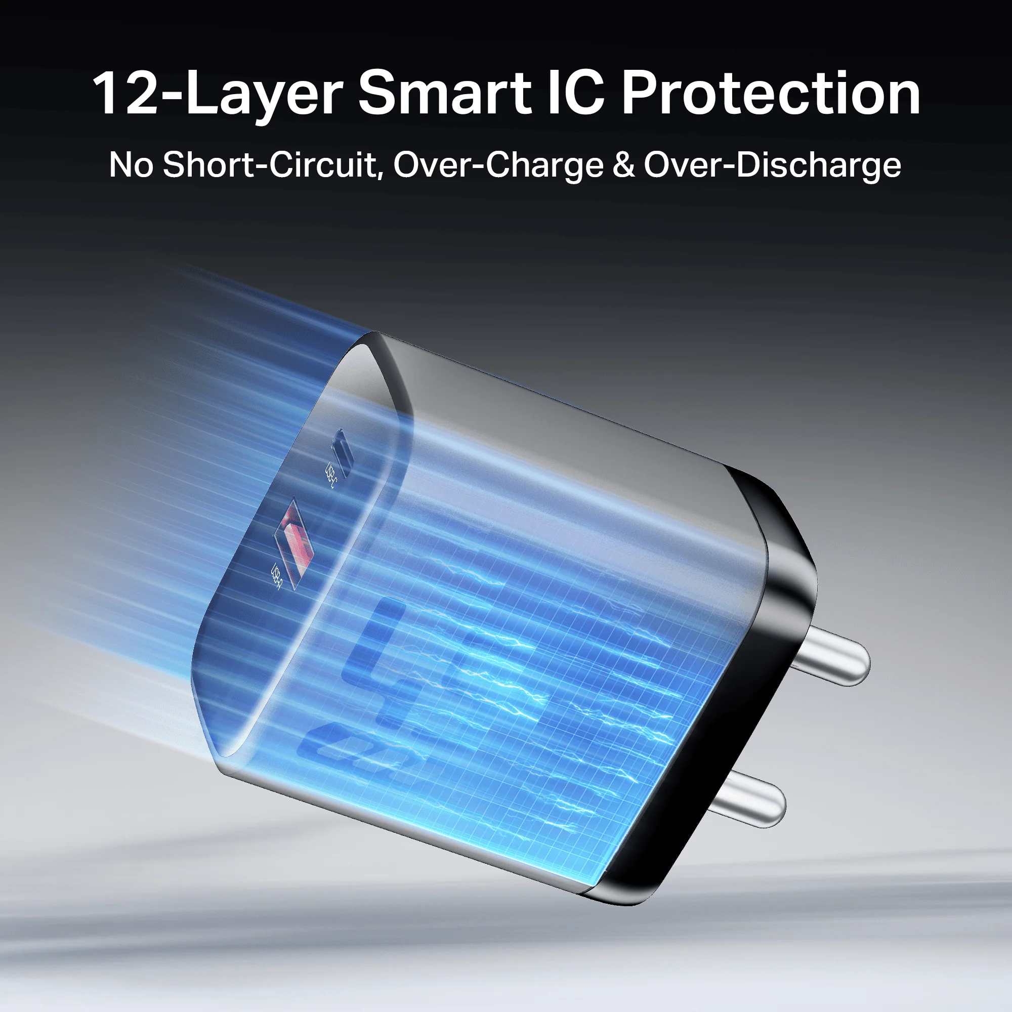 45W GaN Charger | 45W Fast Charger with GaN Chip Technology, 12-Layer Smart IC Protection, Dual-Port Charging - Image 6