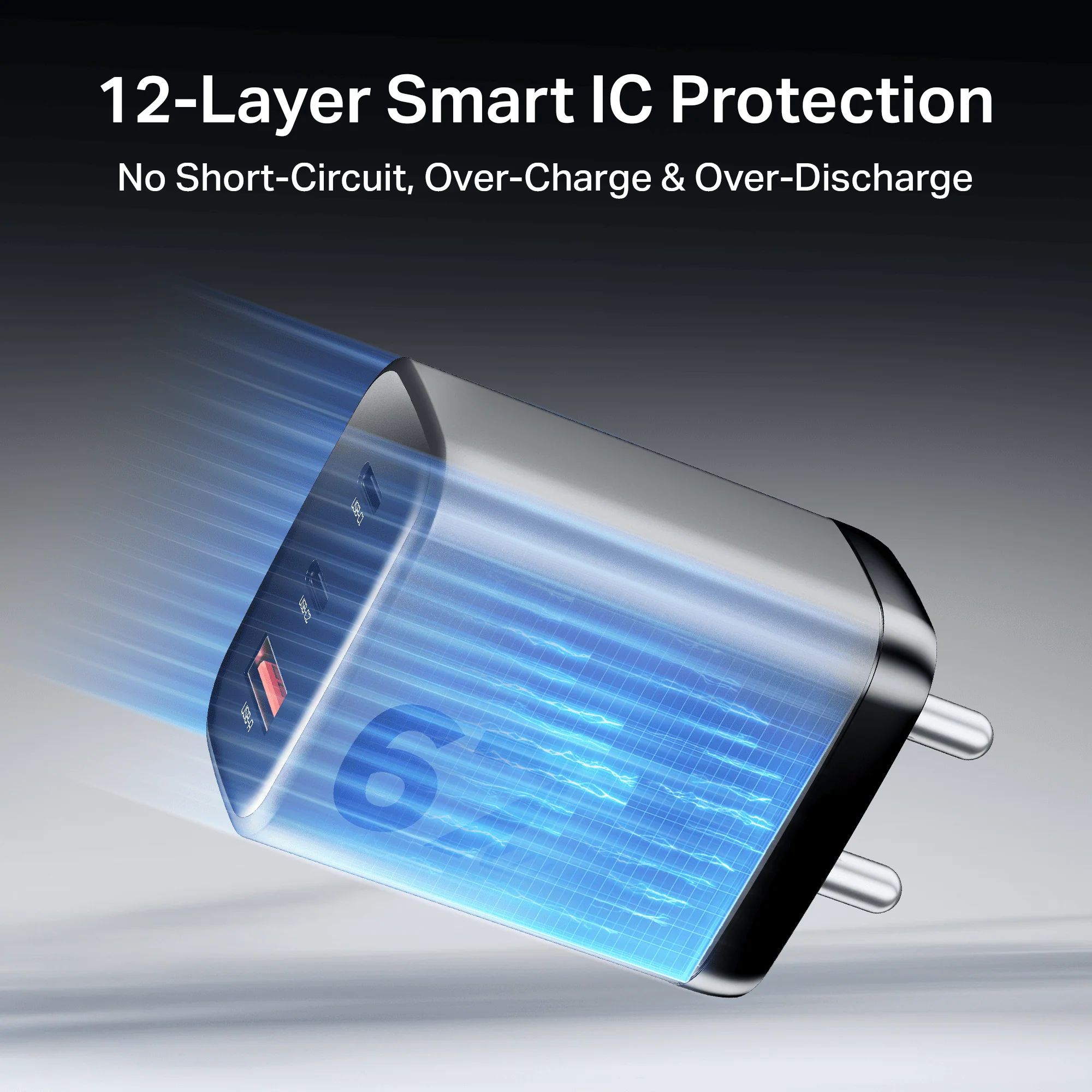 67W GaN Charger | Fast Triple-Port Charger with GaN Chip, Auto-Detect Tech & Smart IC Protection - Image 6
