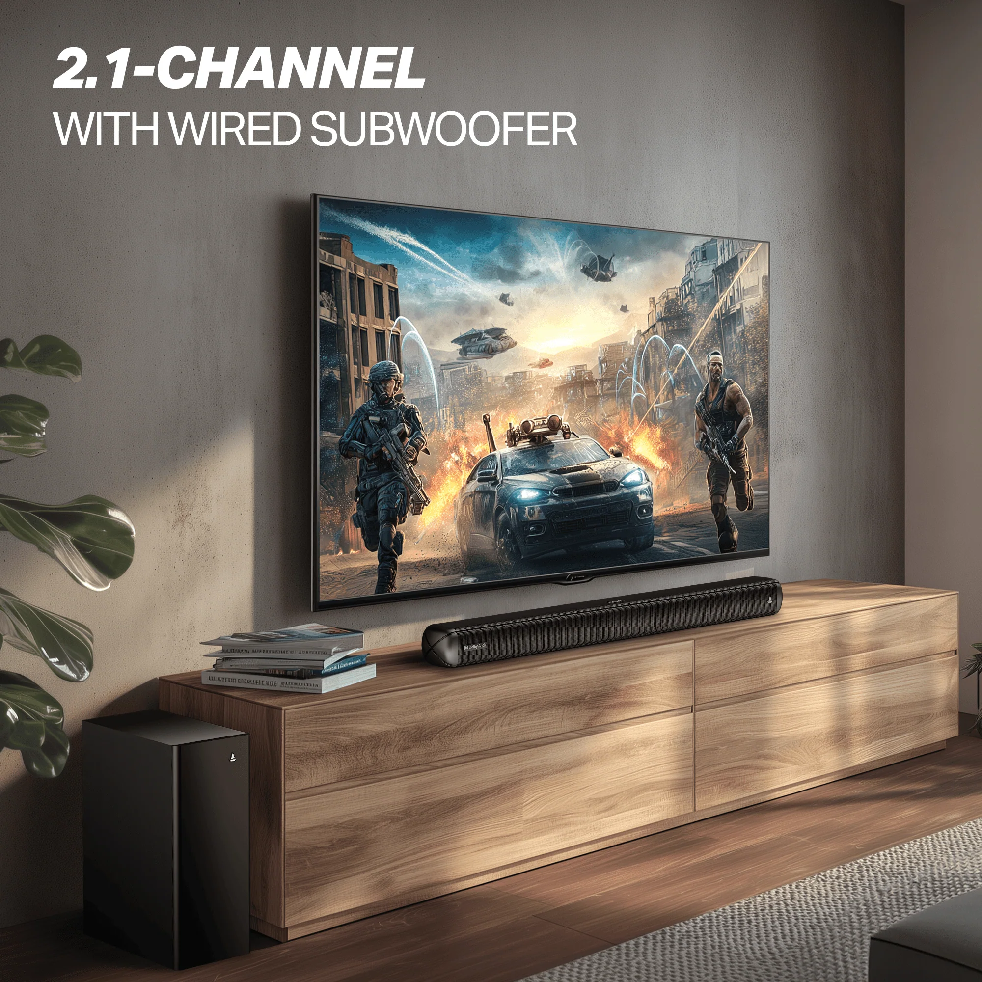 boAt Aavante 2.1 1600D | 160W 2.1 Channel Soundbar with Wired Subwoofer, Multi-Connectivity & EQ Modes - Image 2