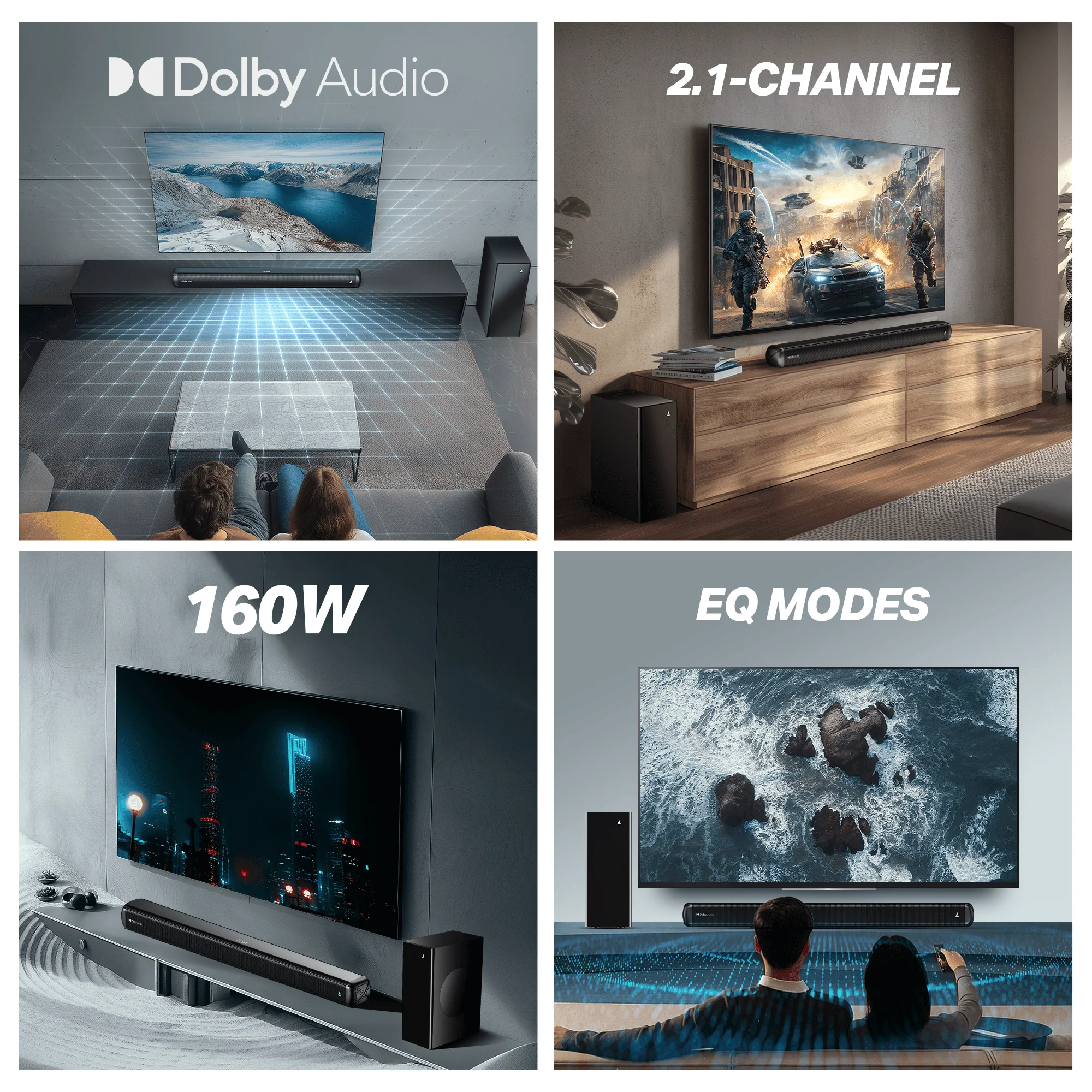boAt Aavante 2.1 1600D | 160W 2.1 Channel Soundbar with Wired Subwoofer, Multi-Connectivity & EQ Modes - Image 8