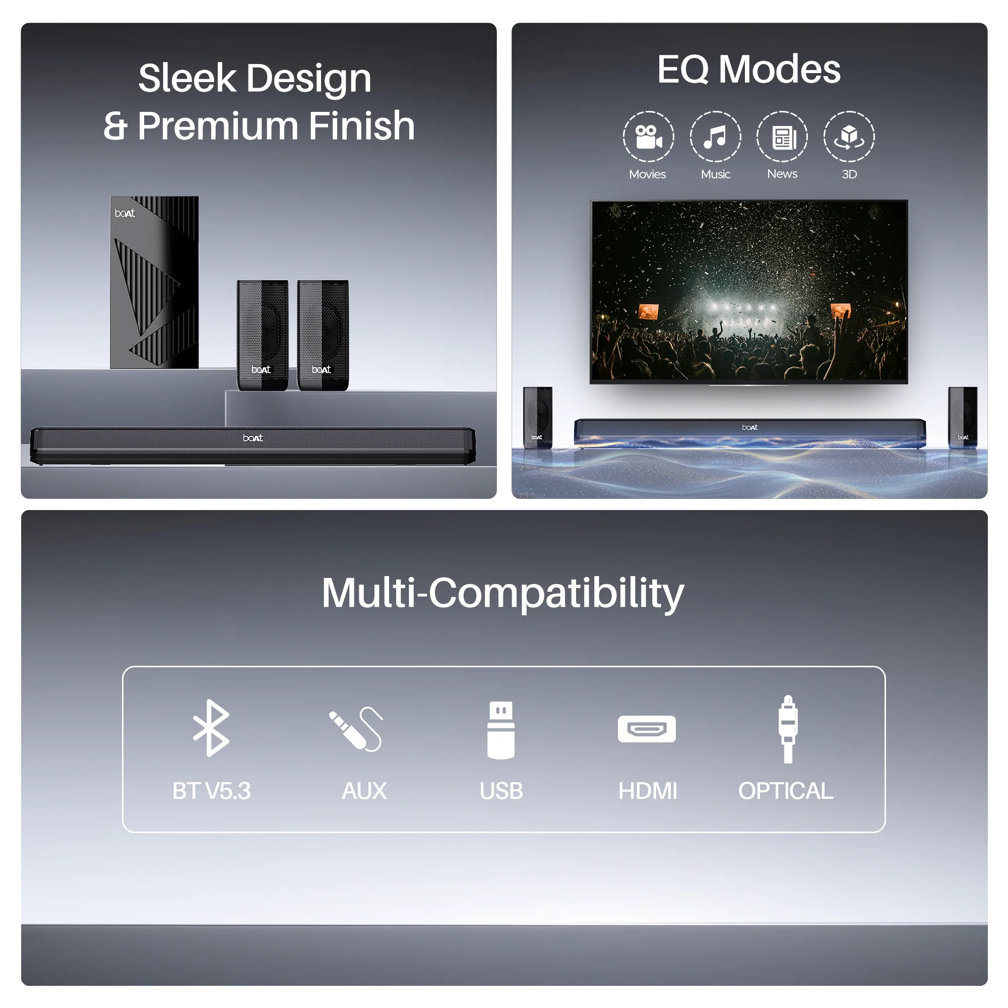 boAt Aavante Bar 3200D Pro | 400W Bluetooth Soundbar, 5.1 Surround Sound System, Dolby Audio, Wall Mountable - Image 4
