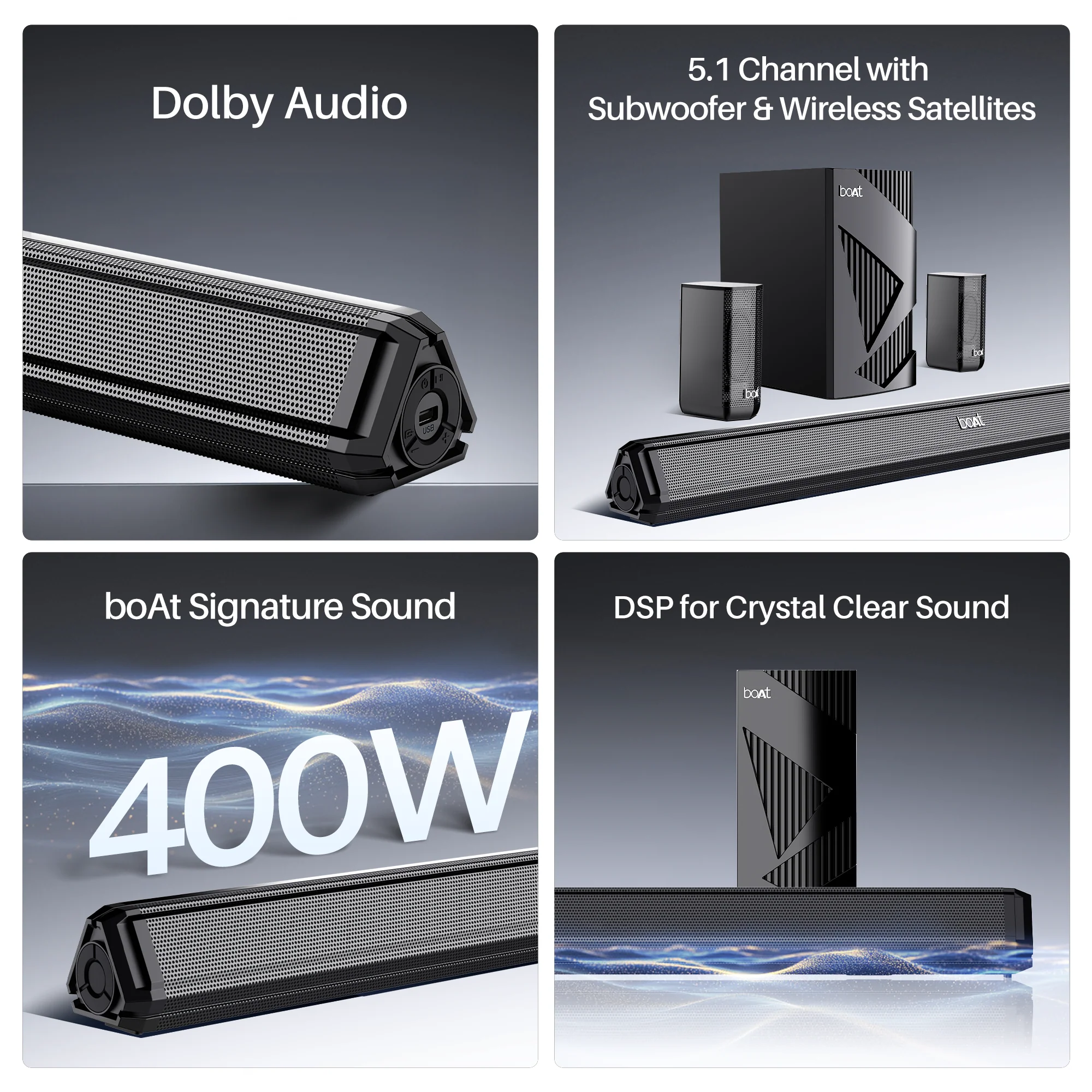 boAt Aavante Bar 3200D Pro | 400W Bluetooth Soundbar, 5.1 Surround Sound System, Dolby Audio, Wall Mountable - Image 5