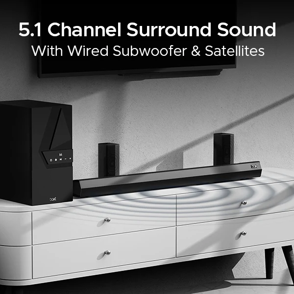 boAt Aavante Bar 3600 | 500W Bluetooth Soundbar, 5.1 Surround Sound System with Subwoofer and Wired Rear Speakers - Image 3
