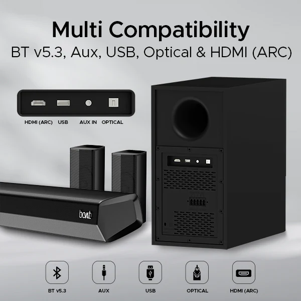 boAt Aavante Bar 3600 | 500W Bluetooth Soundbar, 5.1 Surround Sound System with Subwoofer and Wired Rear Speakers - Image 5