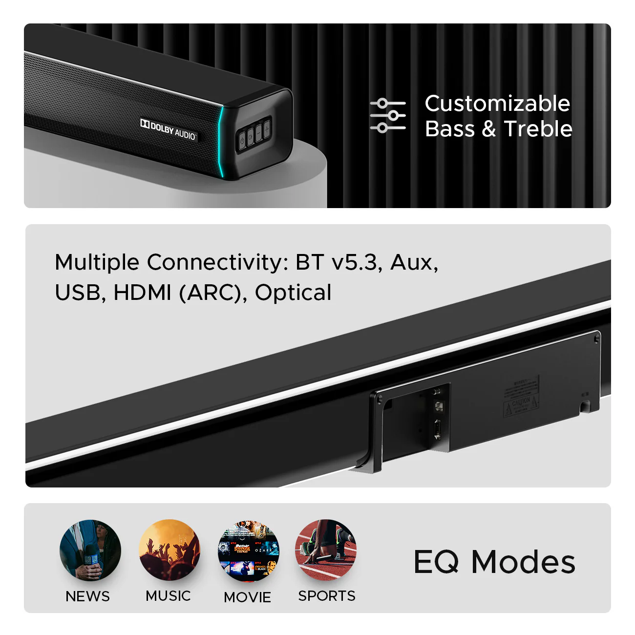 boAt Aavante Bar 5400D | 550W Bluetooth Soundbar, 5.1 Surround Sound System, Multi-connectivity , Multiple EQ Modes - Image 5
