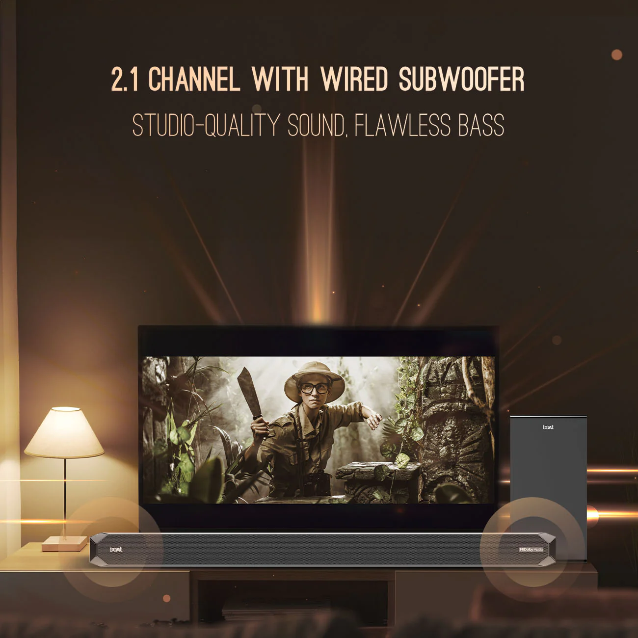 boAt Aavante Bar A2060 Dolby | 160W Dolby Soundbar, 2.1 Channel with Wired Subwoofer, Master Remote Control, Multi Connectivity - Image 3