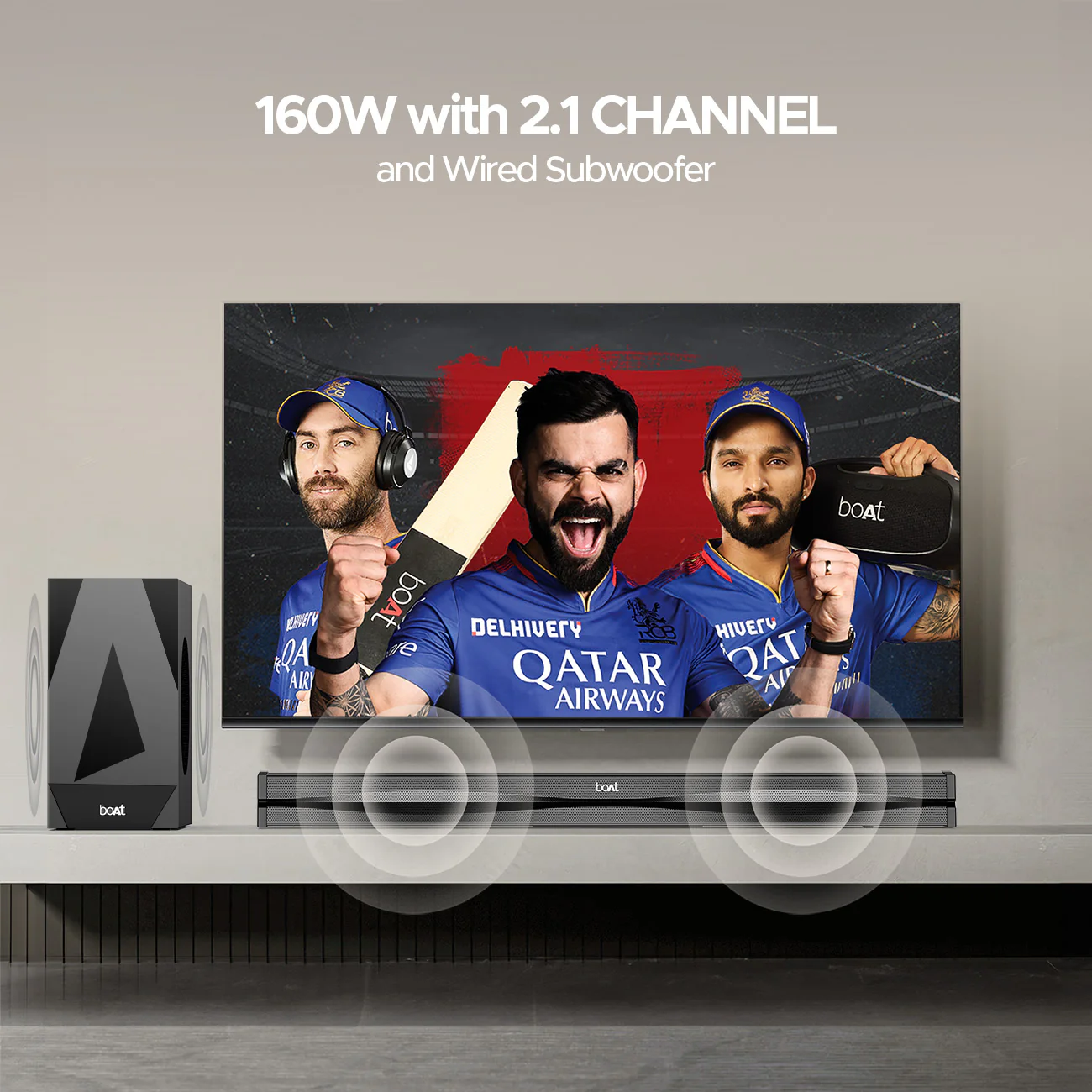 boAt Aavante Bar Orion Plus | 160W Bluetooth Soundbar, 2.1 Surround Sound System, Subwoofer & Wired Rear Speakers - Image 3