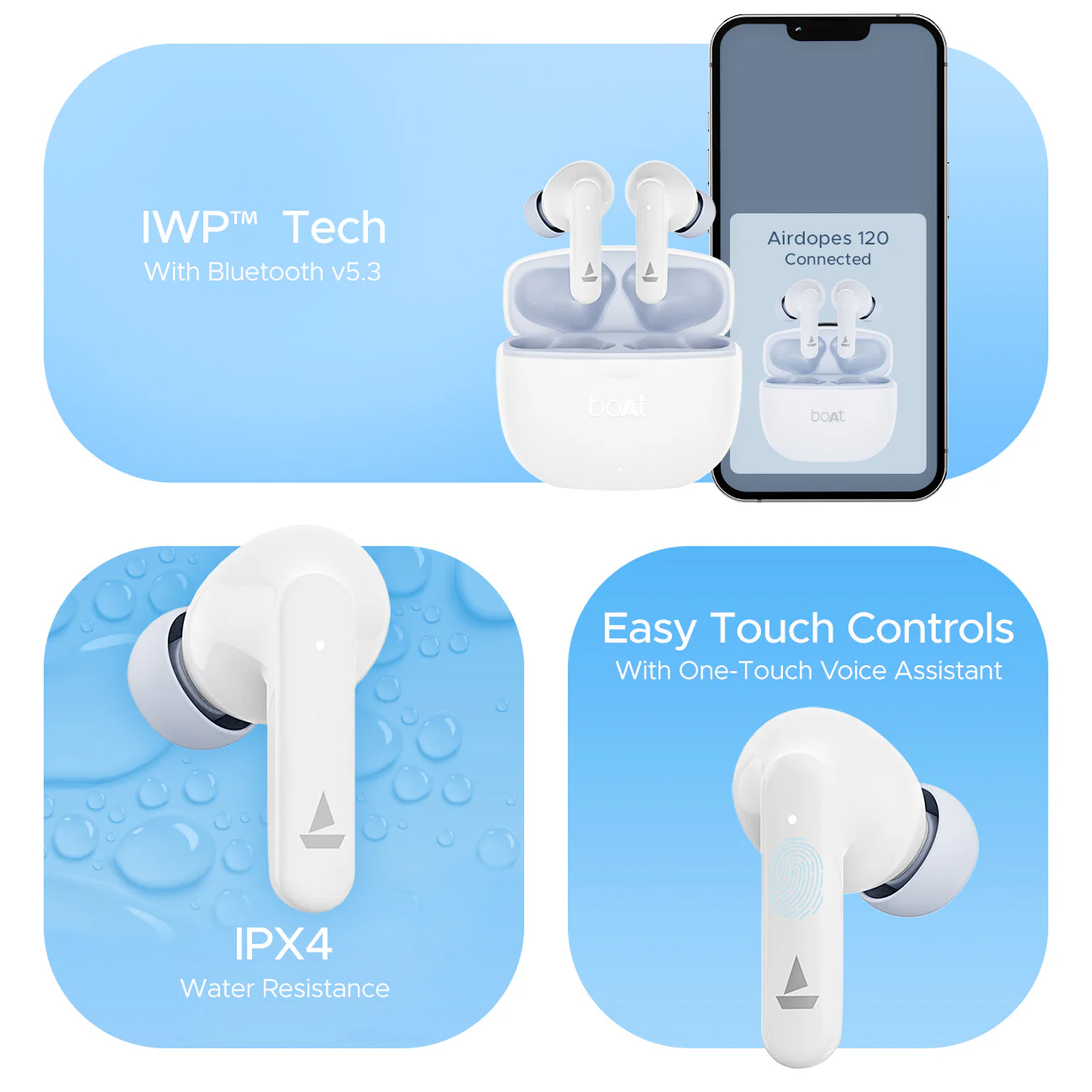 boAt Airdopes 120 | Wireless Earbuds with 40 Hours Playback, BEAST™ Mode, ASAP™ Charge, IWP™ Tech - Image 24