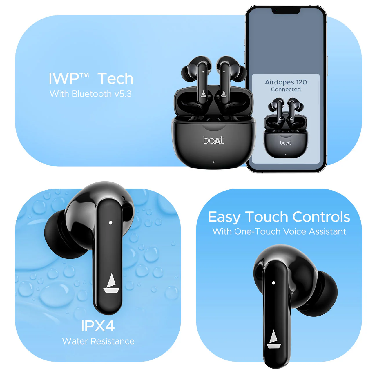 boAt Airdopes 120 | Wireless Earbuds with 40 Hours Playback, BEAST™ Mode, ASAP™ Charge, IWP™ Tech - Image 9