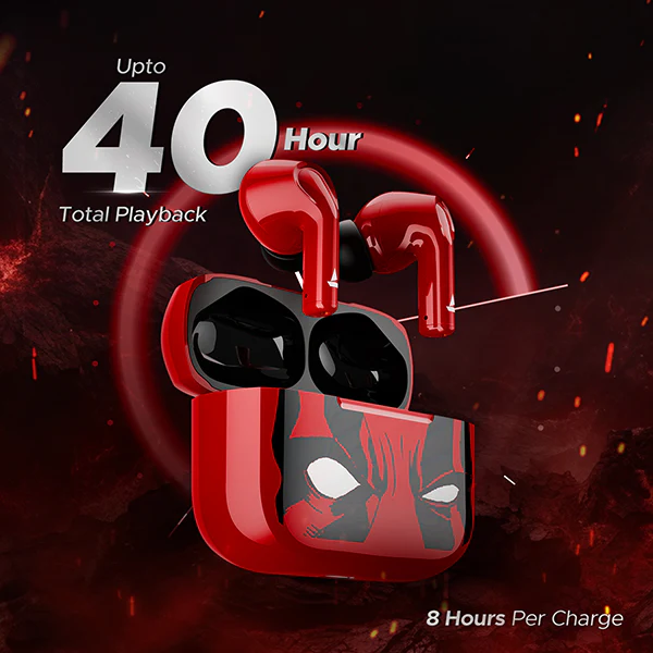 boAt Airdopes 161 Deadpool Edition | Wireless Earbuds with 40 Hours Playback, ASAP™ Charge, boAt Immersive Sound, Bluetooth v5.1 - Image 4
