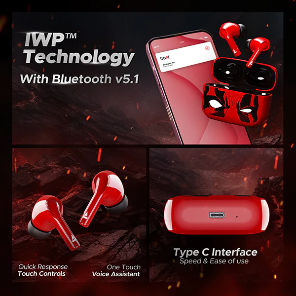 boAt Airdopes 161 Deadpool Edition | Wireless Earbuds with 40 Hours Playback, ASAP™ Charge, boAt Immersive Sound, Bluetooth v5.1 - Image 6