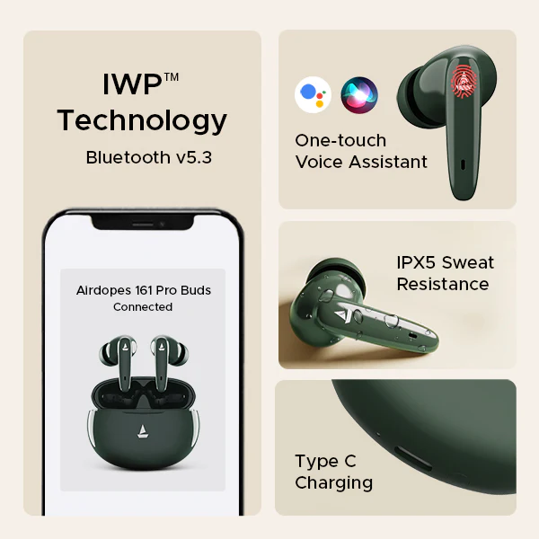boAt Airdopes 161 Pro Buds | Wireless Earbuds with 50 Hours Playback, Dual Pairing, Dual Mics with ENx™ Technology - Image 16