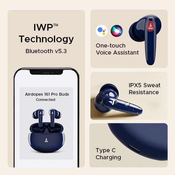 boAt Airdopes 161 Pro Buds | Wireless Earbuds with 50 Hours Playback, Dual Pairing, Dual Mics with ENx™ Technology - Image 23