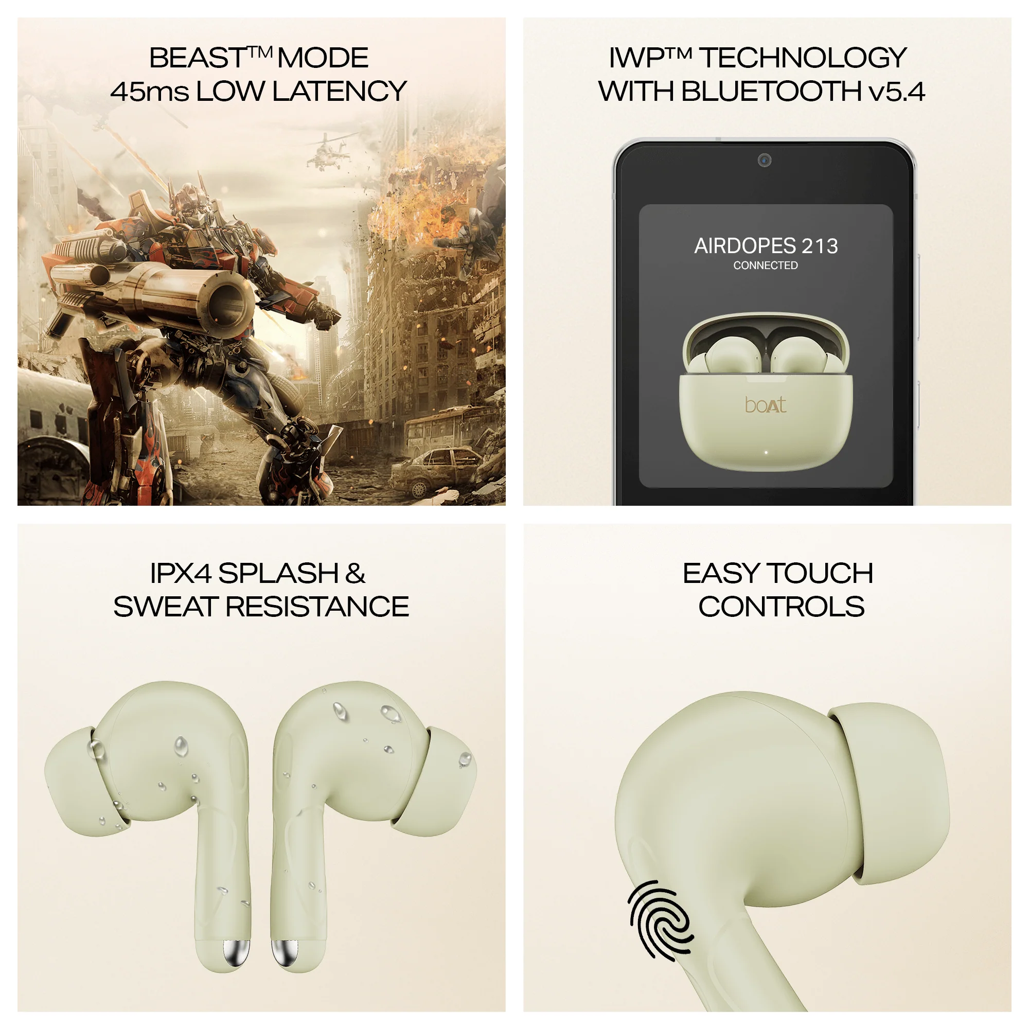 boAt Airdopes 213 | Wireless Earbuds with 50 Hours Playback, BEAST™ Mode & ENx™ Calling - Image 13