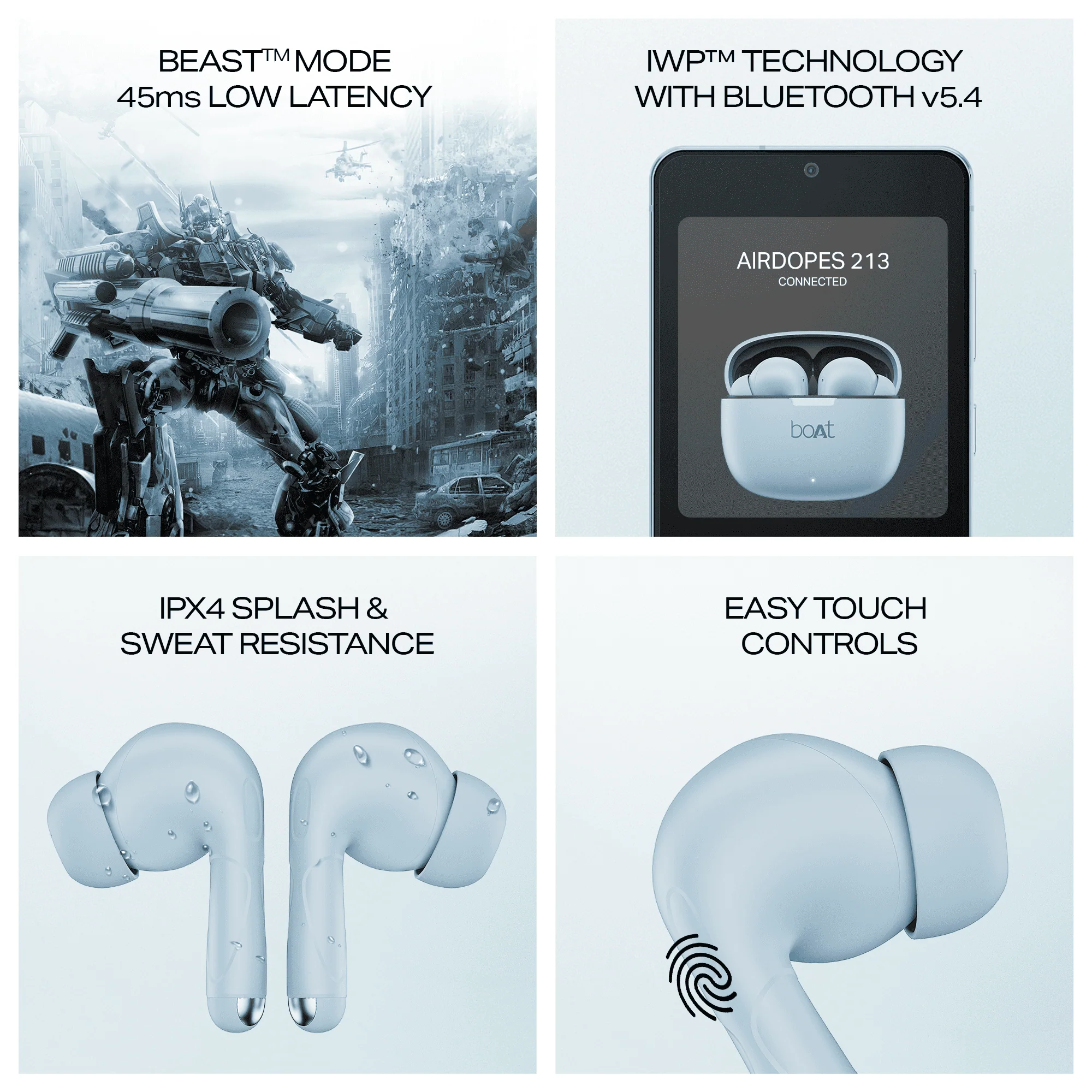 boAt Airdopes 213 | Wireless Earbuds with 50 Hours Playback, BEAST™ Mode & ENx™ Calling - Image 18