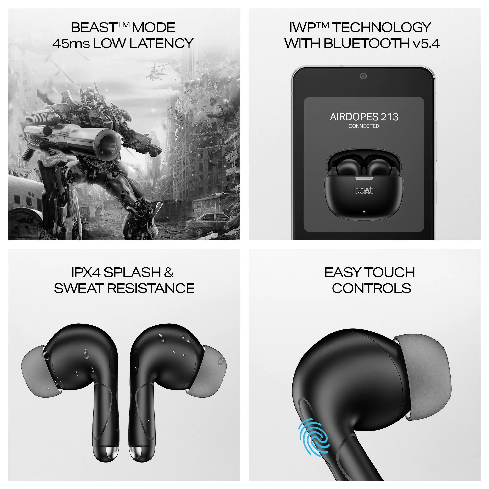 boAt Airdopes 213 | Wireless Earbuds with 50 Hours Playback, BEAST™ Mode & ENx™ Calling - Image 8