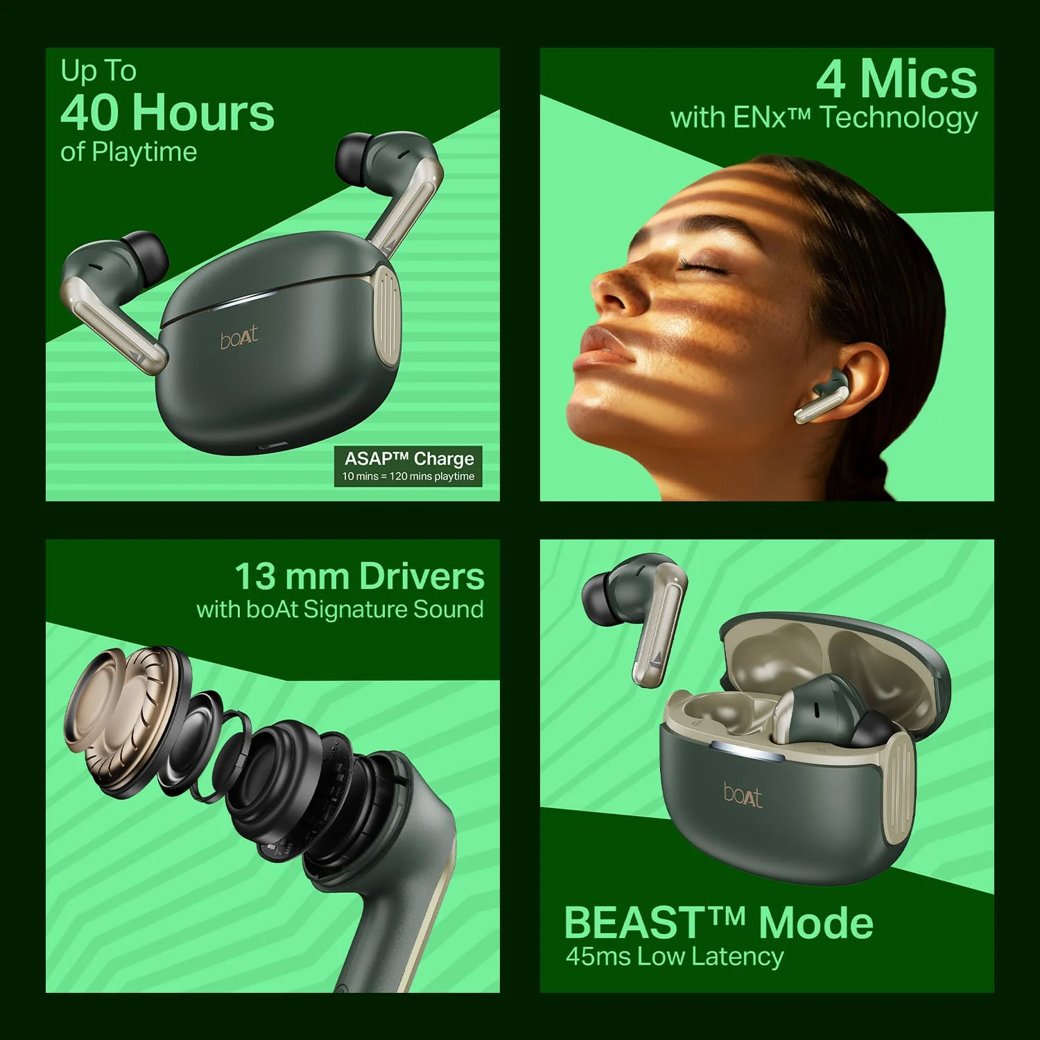 boAt Airdopes 219 | Wireless Earbuds with 40 Hours Playback, BEAST™ Mode & ENx™ Calling - Image 15