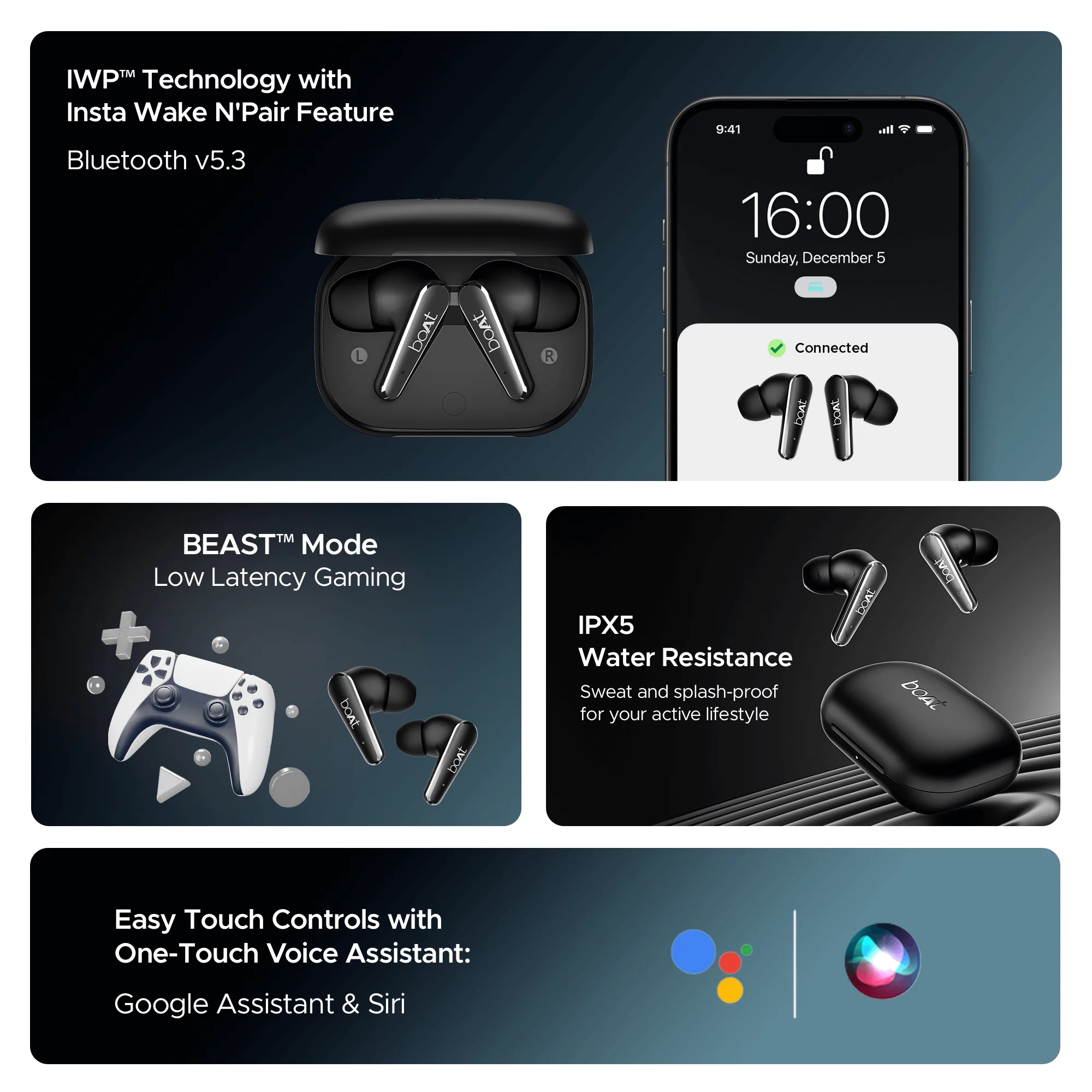 boAt Airdopes 280 ANC | Wireless Earbuds with ANC up to 32dB, Quad Mics ENx™ Tech, 60 Hours Playback - Image 11