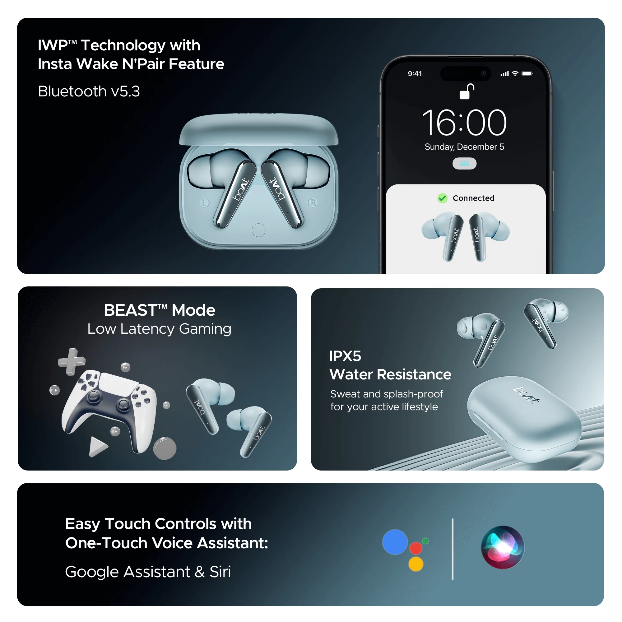 boAt Airdopes 280 ANC | Wireless Earbuds with ANC up to 32dB, Quad Mics ENx™ Tech, 60 Hours Playback - Image 19