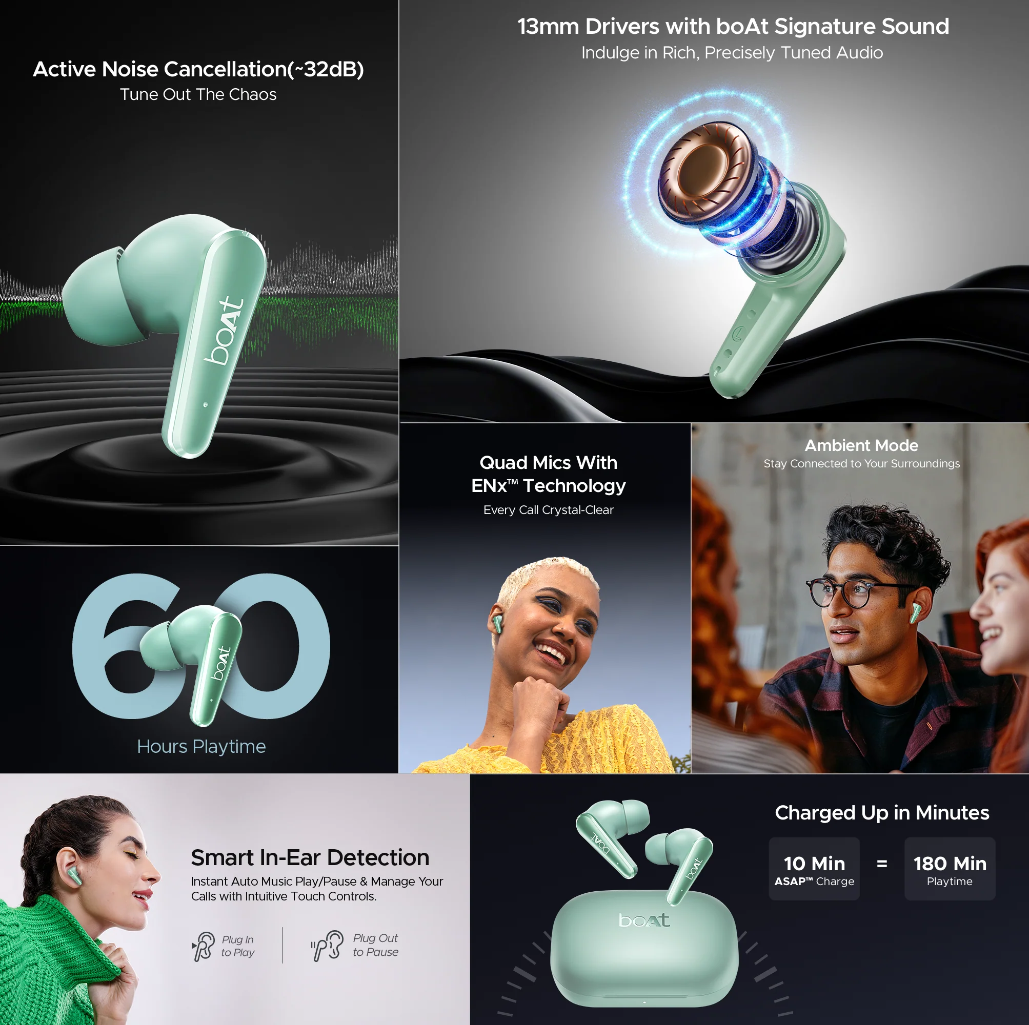 boAt Airdopes 280 ANC | Wireless Earbuds with ANC up to 32dB, Quad Mics ENx™ Tech, 60 Hours Playback - Image 30