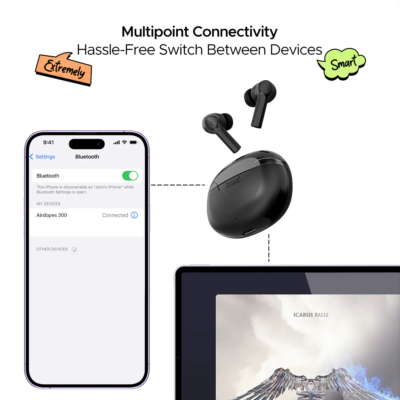 boAt Airdopes 300 | Wireless Earbuds with 50 Hours Playback, Quad Mics AI ENx™ Tech, ASAP™ Charge, Spatial Audio - Image 15