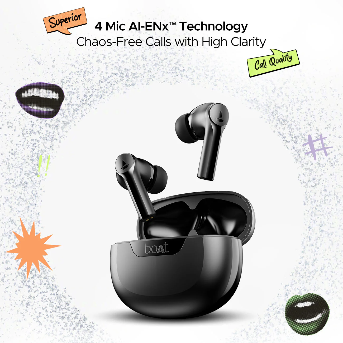 boAt Airdopes 300 | Wireless Earbuds with 50 Hours Playback, Quad Mics AI ENx™ Tech, ASAP™ Charge, Spatial Audio - Image 17