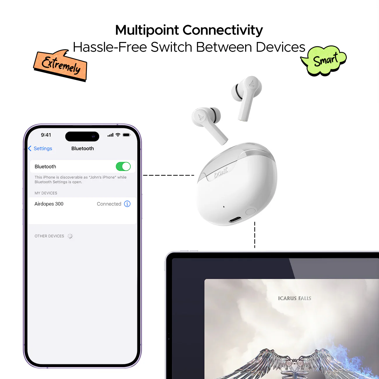 boAt Airdopes 300 | Wireless Earbuds with 50 Hours Playback, Quad Mics AI ENx™ Tech, ASAP™ Charge, Spatial Audio - Image 5