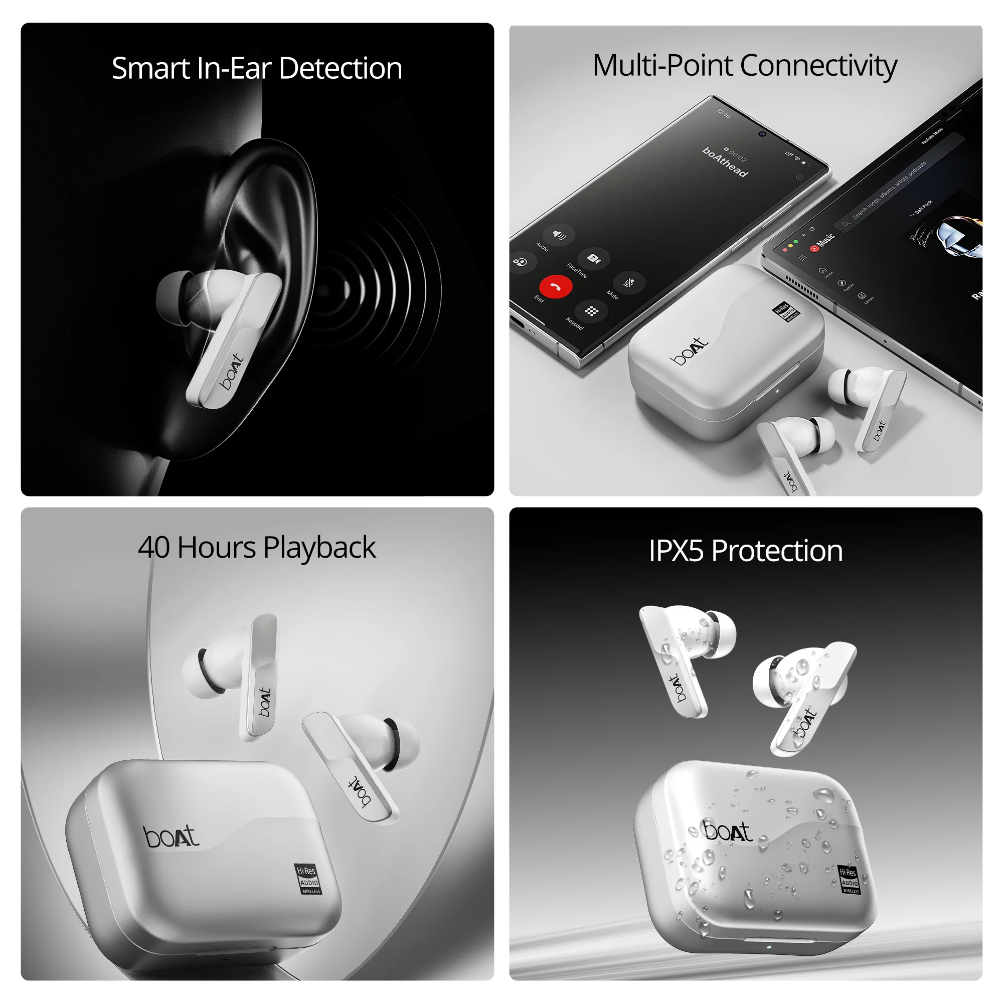 boAt Airdopes 800 HiDef | Wireless Earbuds with 40 Hours Playback, High-Res Audio with LDAC, AI ENx Technology - Image 6