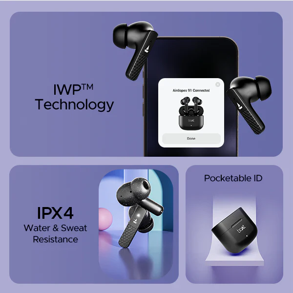 boAt Airdopes 91 | Wireless Earbuds with 45 Hours Playback, BEAST™ Mode, ASAP™ Charge, Dual Mics with ENx™ Technology - Image 16
