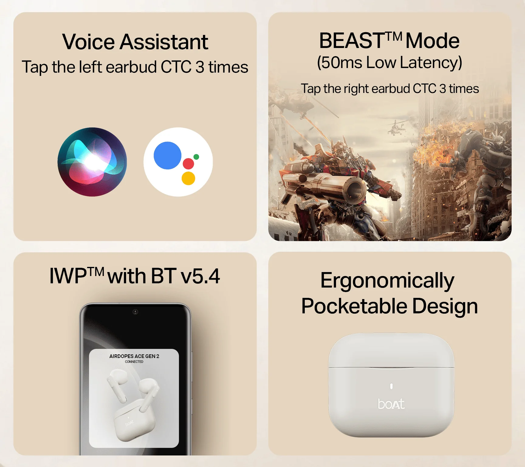 boAt Airdopes Ace Gen 2 | True Wireless Earbuds with 45 Hours Playback, ENx™ Tech & BEAST™ Mode - Image 10