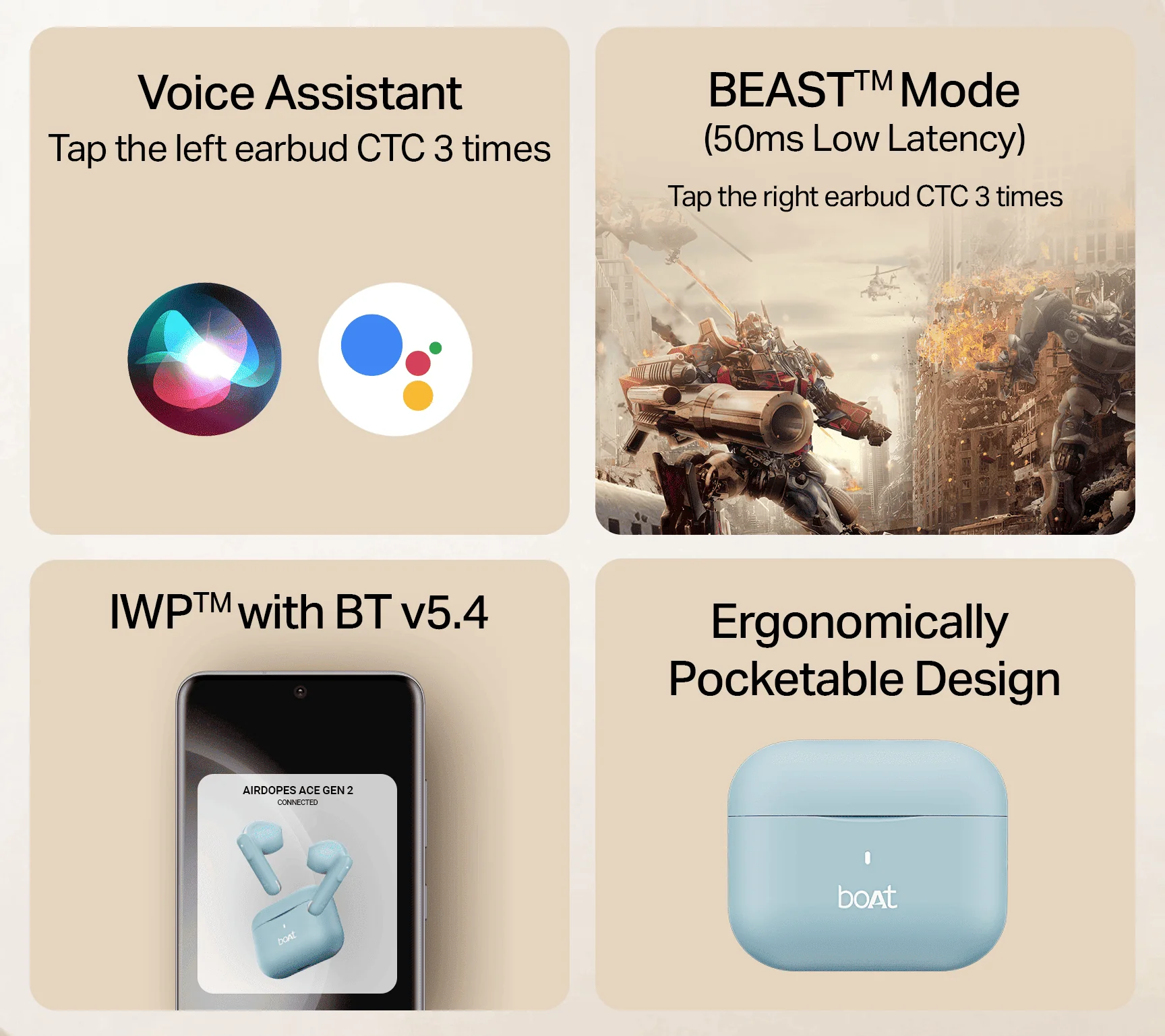 boAt Airdopes Ace Gen 2 | True Wireless Earbuds with 45 Hours Playback, ENx™ Tech & BEAST™ Mode - Image 16