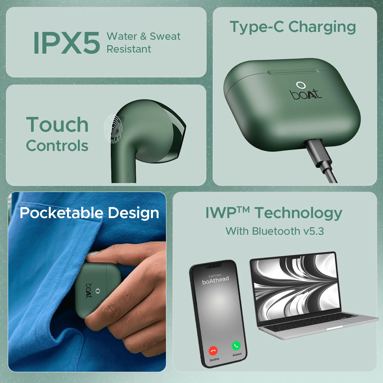 boAt Airdopes Alpha | True Wireless Earbuds with 35 Hours Playback, 13mm Drivers, ENx™ Tech, ASAP™ Charge, IWP™ Technology - Image 48