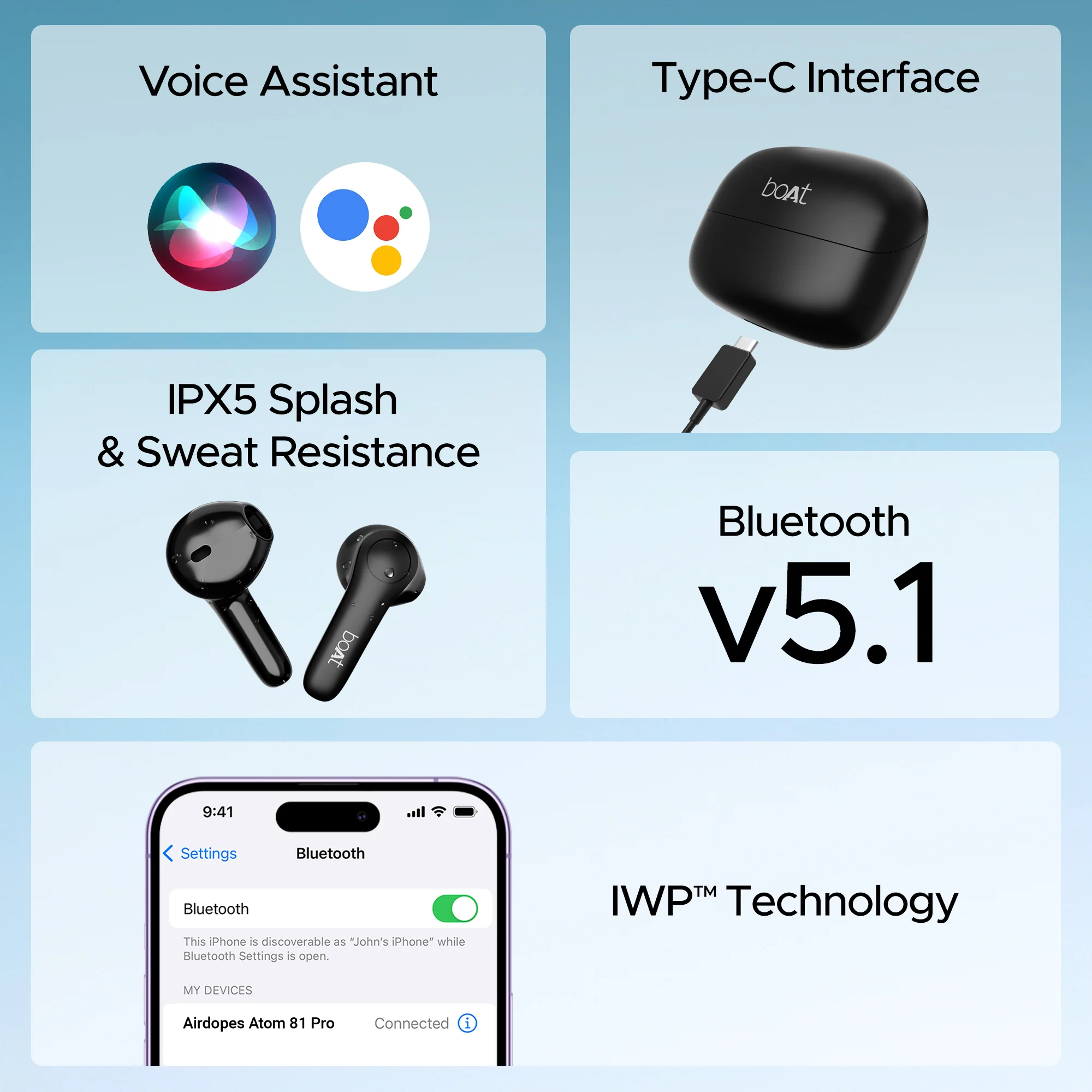 boAt Airdopes Atom 81 Pro | Wireless Earbuds with 100 Hours Playback, Quad Mics with ENx™, In-ear Detection, IPX5 Resistance - Image 9