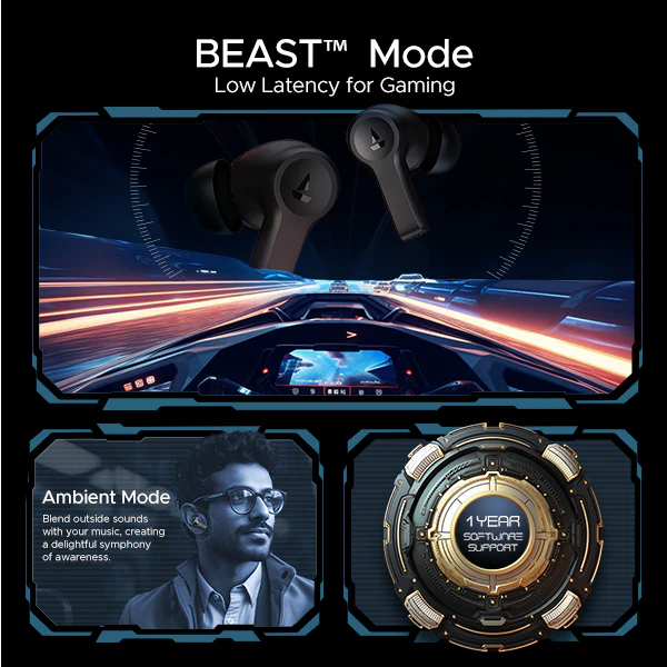 boAt Airdopes Flex 454 ANC | Wireless Earbuds with Active Noise Cancellation up to 32dB, BEAST™ Mode, 10mm Drivers, ASAP™ Charge - Image 6