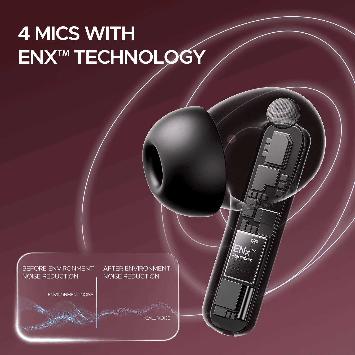 boAt Airdopes Plus 318 | Wireless Earbuds with 100 Hours Playback, 4 Mics with ENx™ Technology, BEAST™ Mode - Image 4