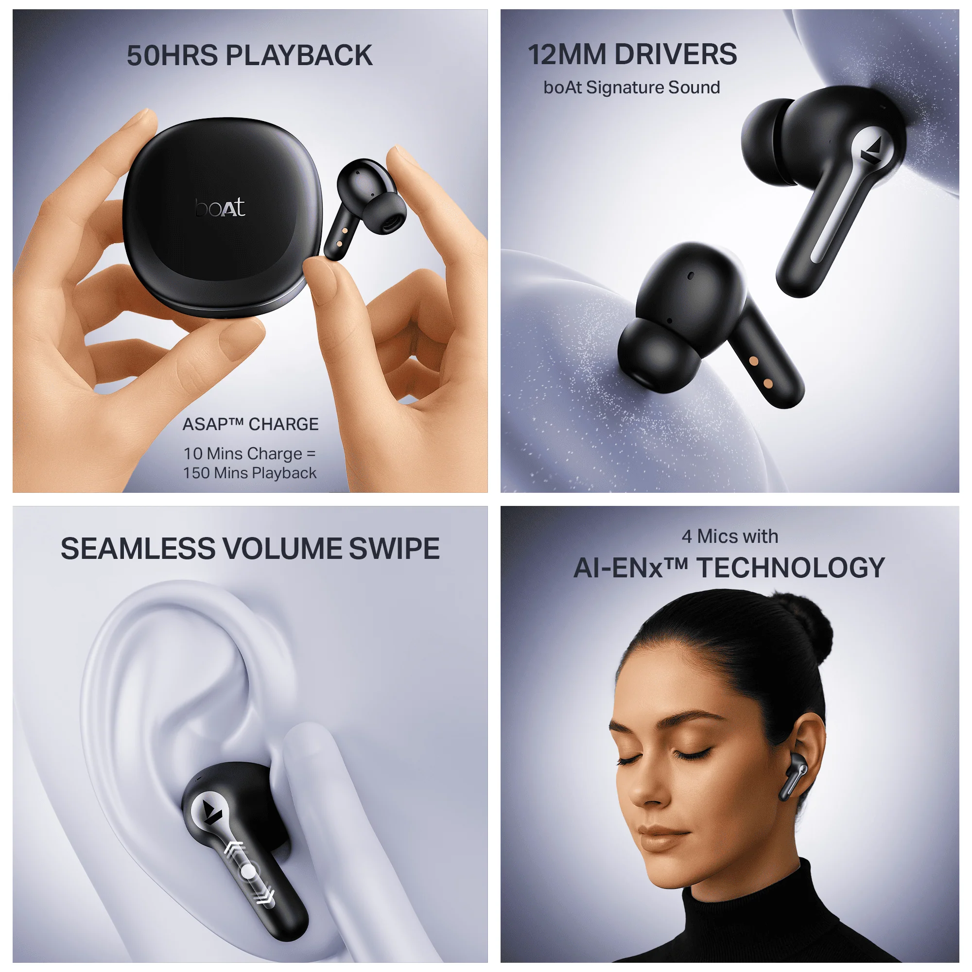boAt Airdopes Prime 511 | Wireless Earbuds with 50 Hours Playback, AI-ENx™ Calling, Multipoint Connectivity & boAt Signature Sound - Image 5