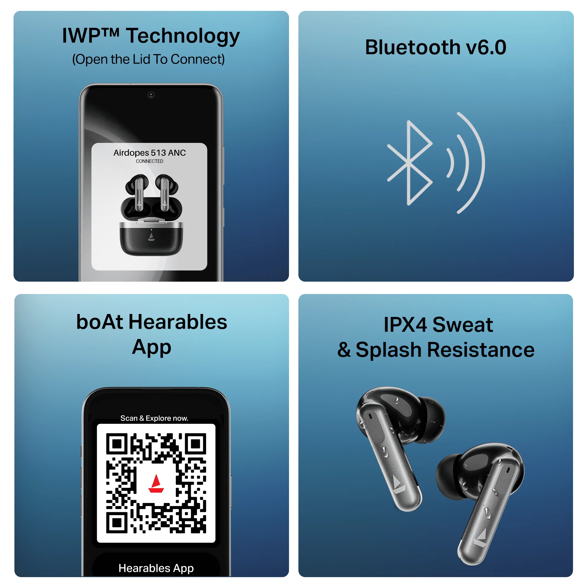 boAt Airdopes Prime 513 ANC | Wireless Earbuds with 65 Hours Playback, 32dB ANC, Quad Mics & Multipoint Connectivity - Image 9