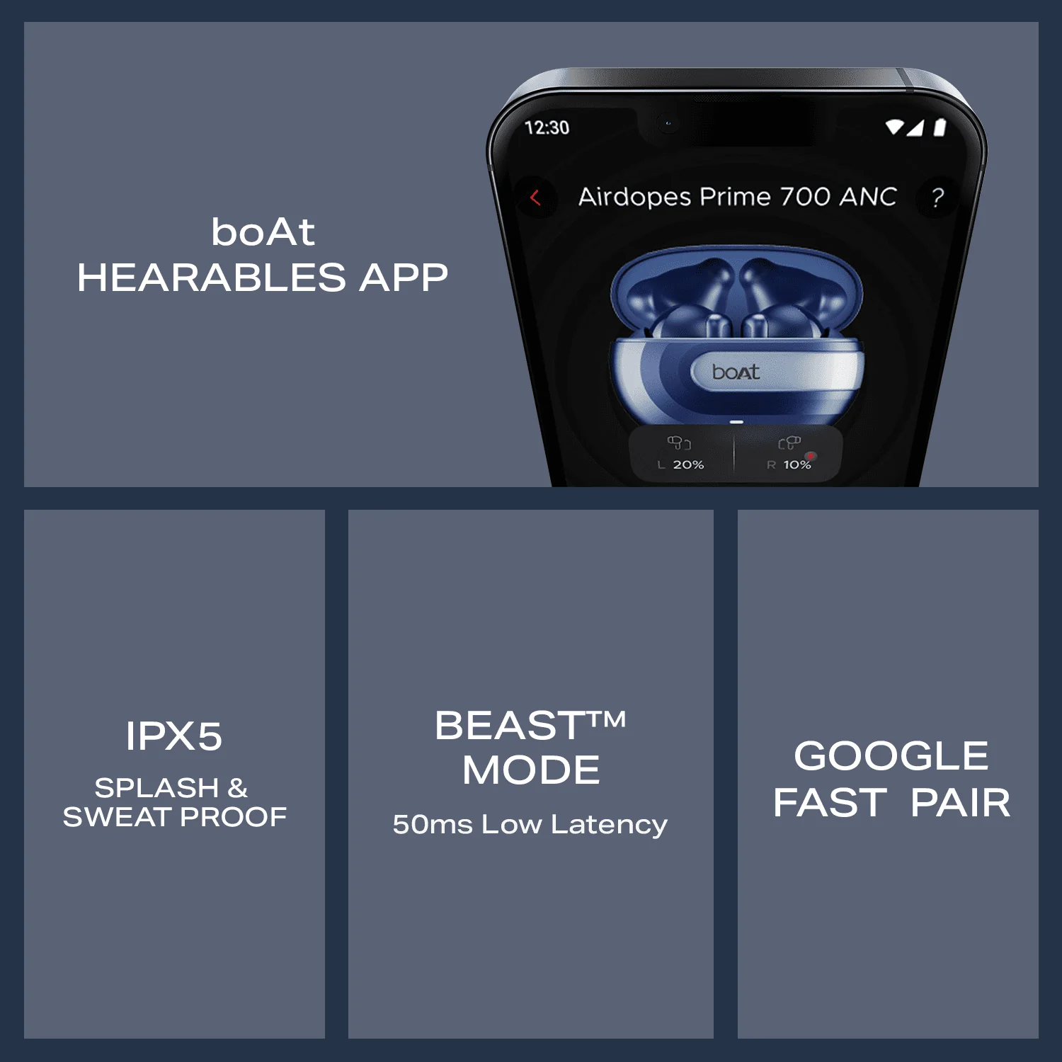 boAt Airdopes Prime 700 ANC | Wireless Earbuds with 50 Hours Playback, 48dB Hybrid ANC, 6 Mics & Multipoint Connectivity - Image 8