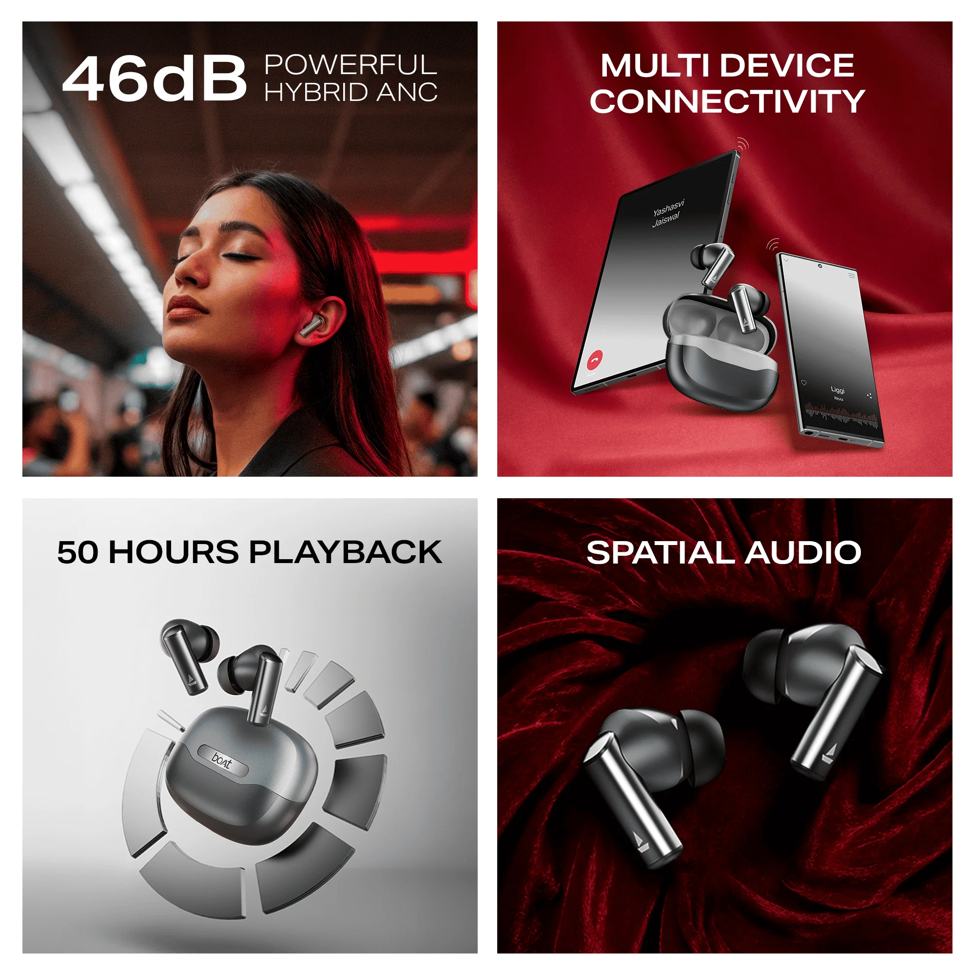 boAt Airdopes Prime 701 ANC | Wireless Earbuds with 50 Hours Playback, 46dB Hybrid ANC, Spatial Audio, Multipoint & BEAST™ Mode - Image 18