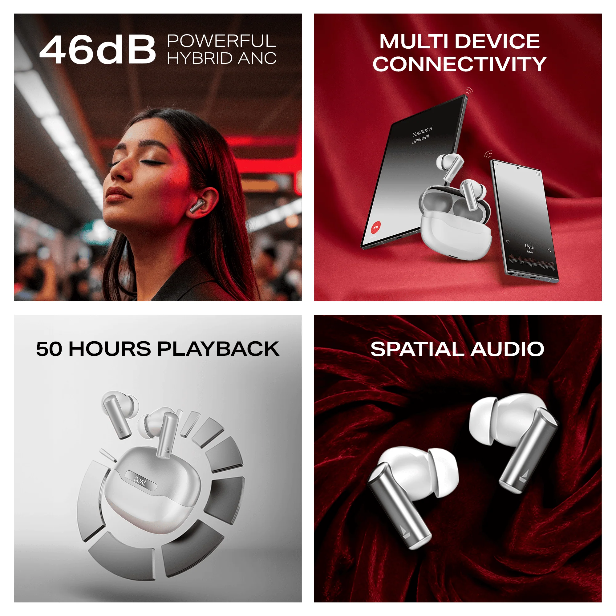 boAt Airdopes Prime 701 ANC | Wireless Earbuds with 50 Hours Playback, 46dB Hybrid ANC, Spatial Audio, Multipoint & BEAST™ Mode - Image 31