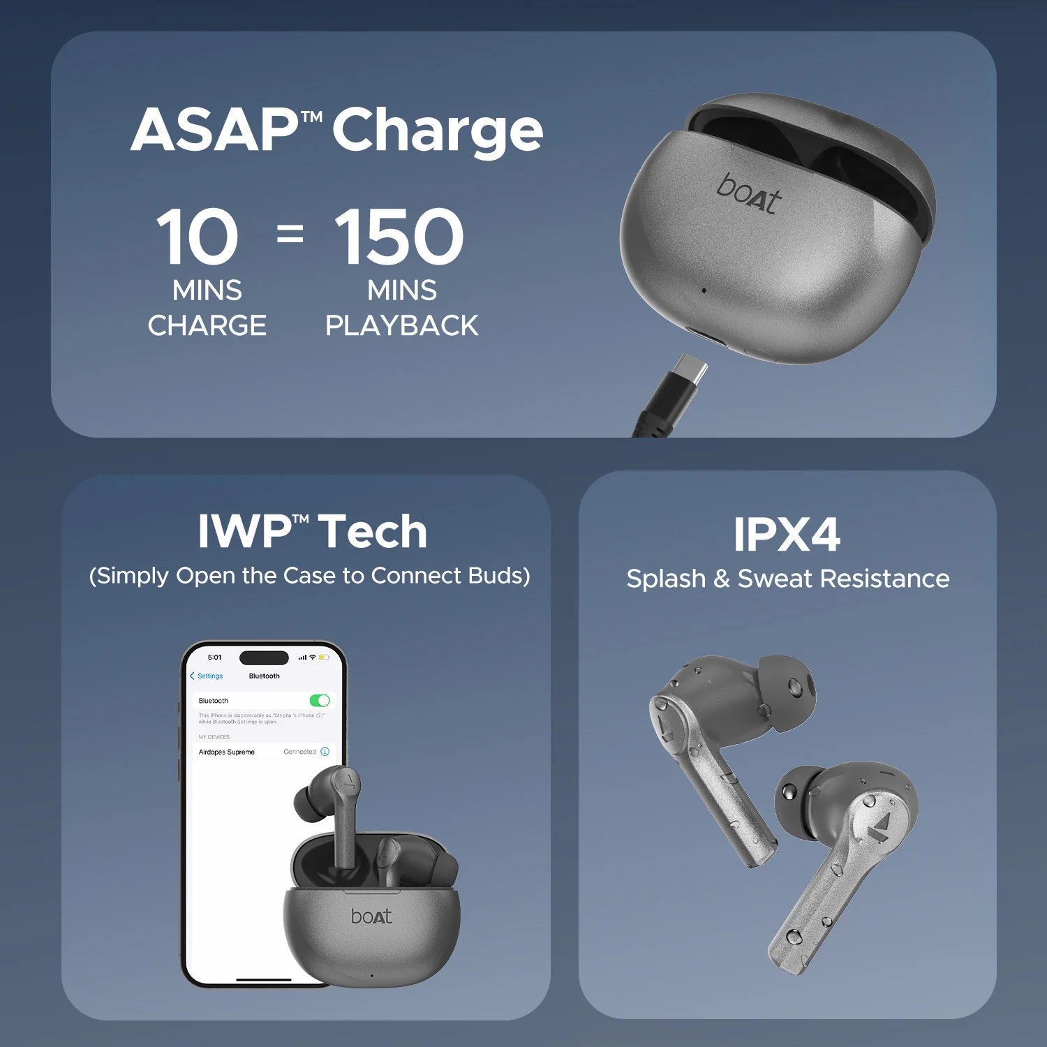 boAt Airdopes Supreme | Wireless Earbuds with 50 Hours Playback, AI ENx™ with Wind Noise Reduction, Cinematic Spatial Audio - Image 42