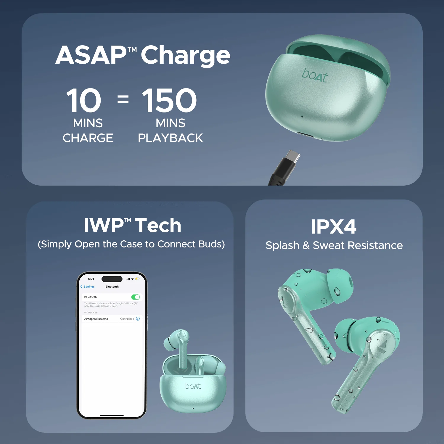 boAt Airdopes Supreme | Wireless Earbuds with 50 Hours Playback, AI ENx™ with Wind Noise Reduction, Cinematic Spatial Audio - Image 50