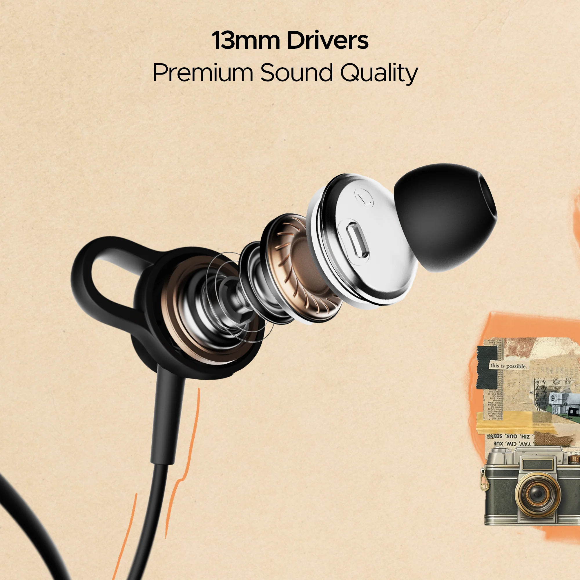 boAt Bassheads 122 ANC | Wired Earphone with 13mm Drivers, Type-C Jack, In-Line Mic, Integrated Controls - Image 5