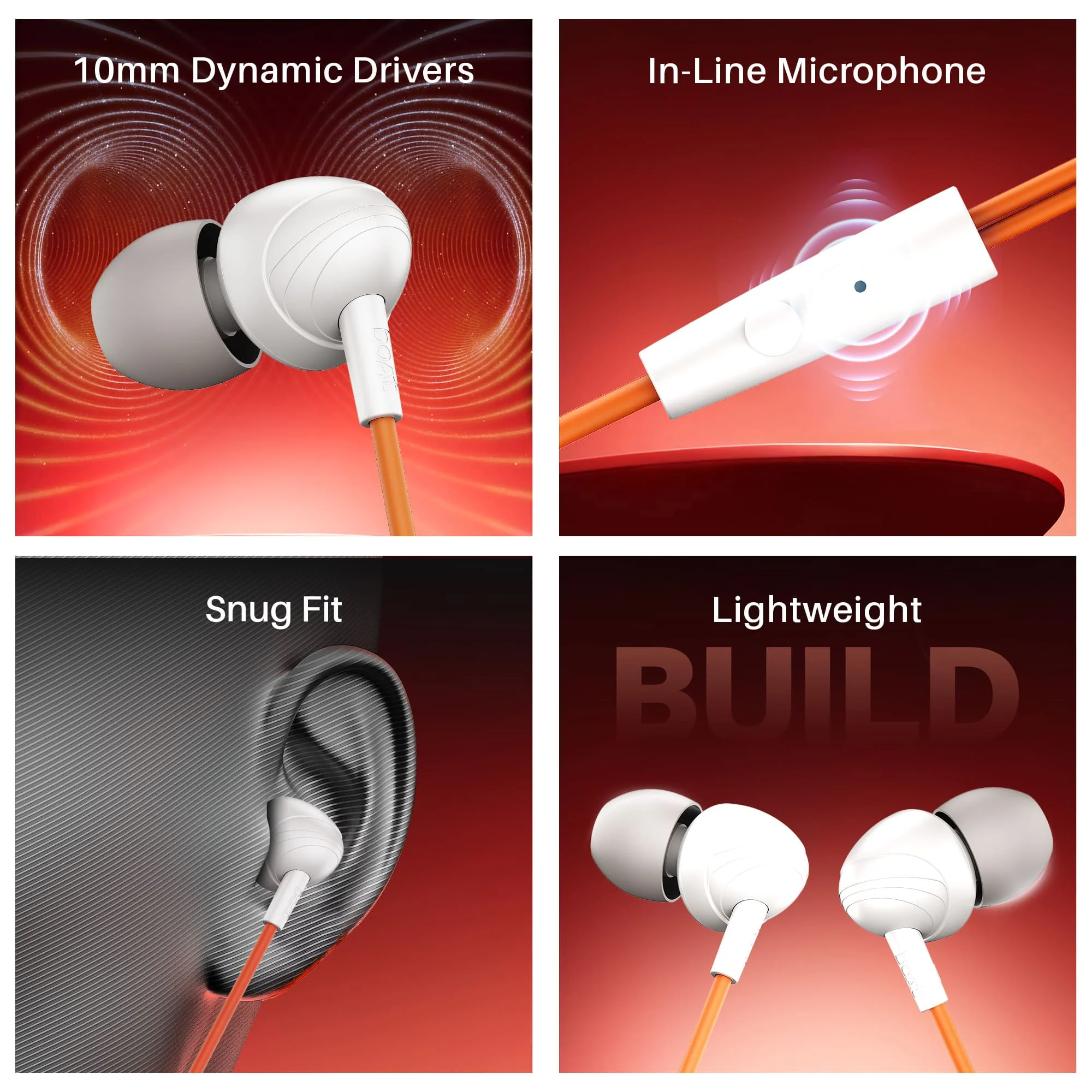 boAt Bassheads 211 | Wired Earphones with 10mm Drivers, Mic & Glossy Comfort Fit - Image 7