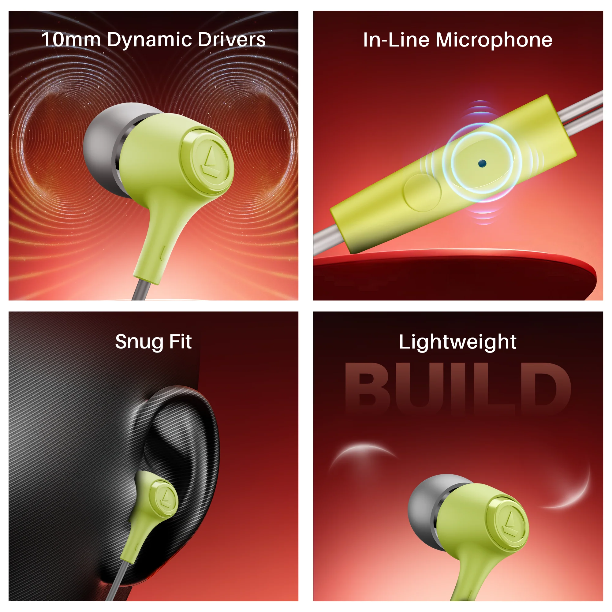 Bassheads 95 | Wired Earphone with 10mm Drivers, 120cm Cable Length, In-line Mic, Lightweight Build, 3.5mm Jack - Image 13